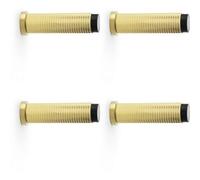 Loops 4 Pack - Rubber Tip Knurled Wall Mounted Doorstop - Satin Brass 75mm Cylinder Rose Door