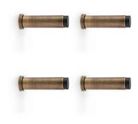 Loops 4 Pack - Rubber Tip Smooth Wall Mounted Doorstop - Antique Brass 75mm Cylinder Rose Door
