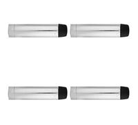 Loops 4 Pack - Rubber Tip Smooth Wall Mounted Doorstop - Chrome 71mm Cylinder Door Stopper
