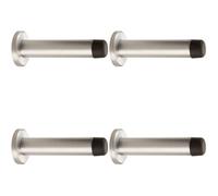 Loops 4 Pack - Rubber Tip Smooth Wall Mounted Doorstop Satin Chrome 83mm Cylinder Door Stopper