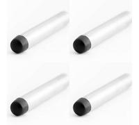 Loops 4 Pack Satin Chrome Cylinder Wall Mounted Door Stop - 70mm Elegant Design - Rubber Stopper Protector