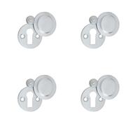 Loops 4 Pack Satin Chrome Round Covered Escutcheon 32mm For Elegant Interiors - Key Hole Cover