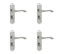 Loops 4 Pack Satin Chrome Suite Door Handle For Bathroom - Stylish And Durable - Interior Lever On Backplate