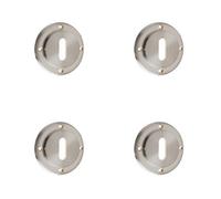 Loops 4 Pack Satin Nickel Standard Keyway Escutcheons - Stylish Security Solution - Solid Brass Key Hole Cover