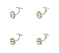 Loops 4 Pack Satin Nickel Zinc Handrail Brackets - 63mm for Maximum Support - Stair Bannister Holder