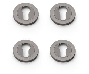 Loops 4 Pack - Screwless Round Euro Profile Escutcheon - Dark Bronze 50mm Door Key Plate