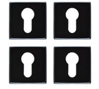 Loops 4 Pack Screwless Round Euro Profile Escutcheon - Matt Black 50mm Door Key Plate