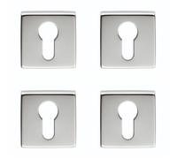 Loops 4 Pack - Screwless Round Euro Profile Escutcheon Polished Chrome 50mm Door Key Plate