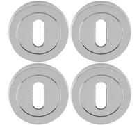 Loops 4 Pack - Screwless Round Euro Profile Escutcheon - Polished Chrome 50mm Key Door Plate
