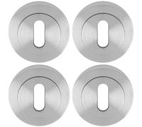 Loops 4 Pack - Screwless Round Euro Profile Escutcheon - Satin Chrome 50mm Key Door Plate