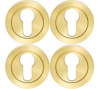 Loops 4 Pack - Screwless Round Euro Profile Escutcheon - Satin Pvd 52mm Key Cover Plate