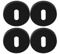 Loops 4 Pack - Screwless Round Standard Lock Profile Escutcheon Matt Black 52mm Door Key Plate