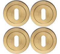 Loops 4 Pack - Screwless Round Standard Lock Profile Escutcheon Satin Pvd 52mm Key Cover Plate