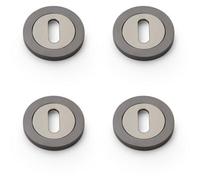 Loops 4 Pack - Screwless Round Standard Profile Escutcheon - Dark Bronze 50mm Lock Key Plate