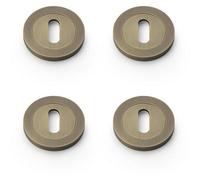Loops 4 Pack - Screwless Round Standard Profile Escutcheon - Italian Brass 50mm Lock Key Plate