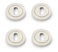 Loops 4 Pack - Screwless Round Standard Profile Escutcheon Polished Nickel 50mm Lock Key Plate