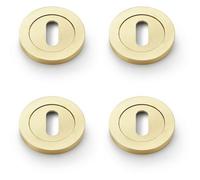 Loops 4 Pack - Screwless Round Standard Profile Escutcheon Satin Brass Pvd 50mm Lock Key Plate