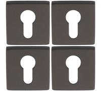 Loops 4 Pack - Screwless Square Euro Profile Escutcheon - Anthracite 50mm Door Key Plate