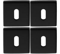 Loops 4 Pack - Screwless Square Standard Profile Escutcheon - Matt Black 50mm Lock Key Plate