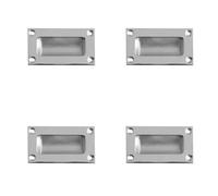 Loops 4 Pack Sleek 89mm Satin Chrome Flush Pulls For Doors And Drawers - Recessed Door Handle