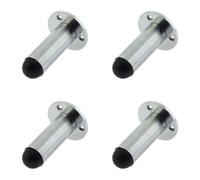 Loops 4 Pack Sl ylinder Wall Mounted Door Stop In Satin Chrome Finish - Rubber Stopper Protector