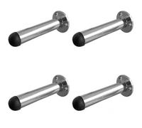 Loops 4 Pack Sl ylinder Wall Mounted Door Stop With Polished Chrome Finish 65mm - Rubber Stopper Protector