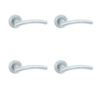 Loops 4 Pack Sleek Satin Chrome Curve Door Handle On Rose For Modern And Traditional Interiors - Interior Handle