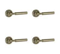 Loops 4 Pack Sleek Satin Nickel Door Handle On Rose For Modern Homes - Interior Handle