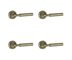 Loops 4 Pack Sleek Satin Nickel Door Handle On Rose For Modern Homes - Interior Handle