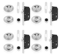 Loops 4 Pack - Sliding Pocket Door Lock & Latch Set - Polished Chrome Round Forend Finger Pull
