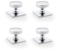Loops 4 Pack - Slim Round Cabinet Door Knob & Matching Backplate - Polished Chrome 38mm Handle