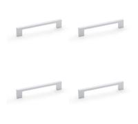 Loops 4 Pack - Slim Square Bar Pull Handle - Polished Chrome - 160mm Centres Solid Brass Drawer