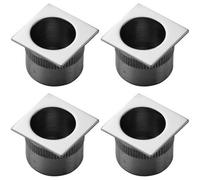 Loops 4 Pack - Small Recessed Sliding Door Flush Pull - 30mm Square 23mm Depth Polished Chrome
