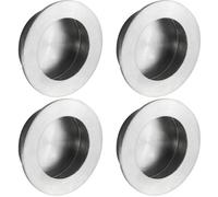 Loops 4 Pack - Small Recessed Sliding Door Flush Pull - 50mm Round 12mm Depth Satin Steel