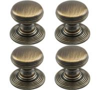 Loops 4 Pack - Smooth Ringed Cupboard Door Knob 35mm Diameter Florentine Bronze Cabinet Handle