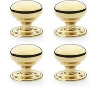 Loops 4 Pack - Solid Brass Mortice Smooth Mushroom Door Knob - Polished Brass 51mm Diameter