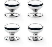 Loops 4 Pack - Solid Brass Mortice Smooth Mushroom Door Knob - Polished Chrome 51mm Diameter