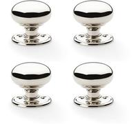 Loops 4 Pack - Solid Brass Mortice Smooth Mushroom Door Knob - Polished Nickel 51mm Diameter