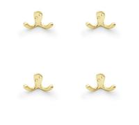 Loops 4 Pack - Solid Brass Victorian Double Robe Coat Hook - Wall Mounted Holder Satin Brass