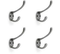 Loops 4 Pack - Solid Brass Victorian Hat & Coat Hook - Wall Mounted Holder - Antique Iron