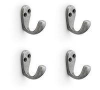 Loops 4 Pack - Solid Brass Victorian Single Robe Coat Hook - Wall Mounted Holder Antique Iron