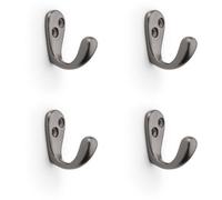 Loops 4 Pack - Solid Brass Victorian Single Robe Coat Hook - Wall Mounted Holder Dark Bronze