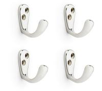 Loops 4 Pack - Solid Brass Victorian Single Robe Coat Hook Wall Mounted Holder Polished Nickel