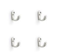 Loops 4 Pack - Solid Brass Victorian Single Robe Coat Hook - Wall Mounted Holder Satin Nickel