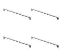 Loops 4 Pack - Square Block Pull Handle 330 X 10mm 320mm Fixing Centres Polished Chrome