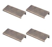 Loops 4 Pack - Square Edge Finger Pull Handle - Antique Brass 100mm - Slim Cupboard Drawer