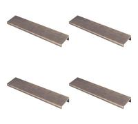 Loops 4 Pack - Square Edge Finger Pull Handle - Antique Brass 200mm - Slim Cupboard Drawer