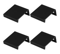 Loops 4 Pack - Square Edge Finger Pull Handle - Matt Black 40mm - Slim Cupboard Drawer