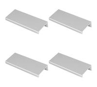 Loops 4 Pack - Square Edge Finger Pull Handle - Polished Chrome 100mm - Slim Cupboard Drawer