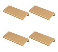 Loops 4 Pack - Square Edge Finger Pull Handle - Satin Brass 100mm - Slim Cupboard Drawer